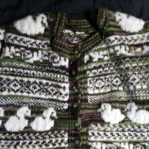 Vintage Ducks Nordic Wool Cardigan Sweater Thick